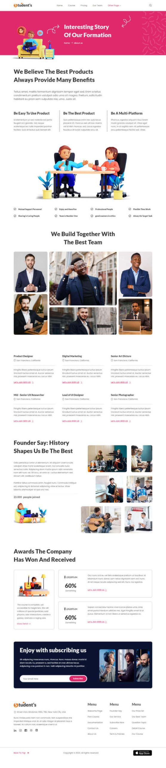 Students -  Online e-Course Elementor Template Kit