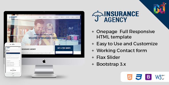 Product preview supplied for Insurance - Responsive HTML Template