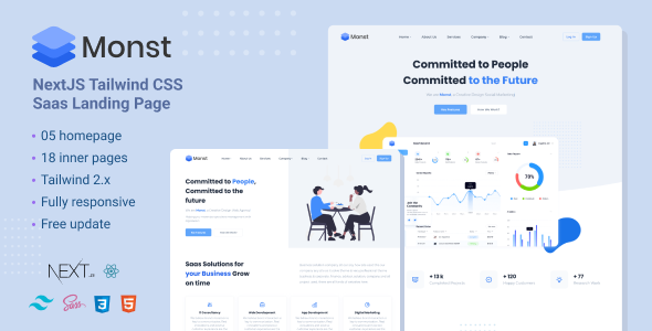Product preview supplied for Monst - NextJS Tailwind CSS landing page