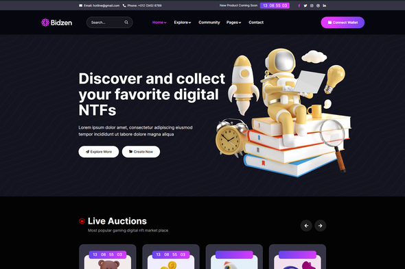 Bidzen – NFT Sales Elementor Template Kit product preview