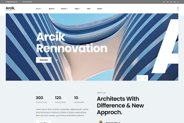 Arcik - Architecture & Interior Elementor Template Kit product preview