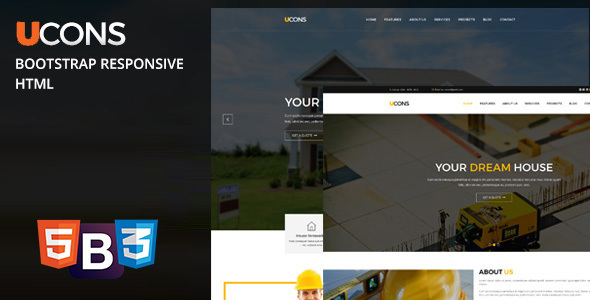 Preview image for Ucons Construction, Building, Factory - Fully Bootstrap Responsive