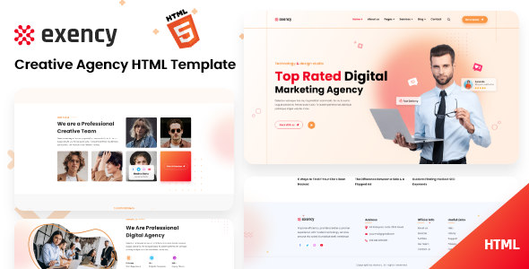 Product preview supplied for Exency - Marketing Agency Html5 Template
