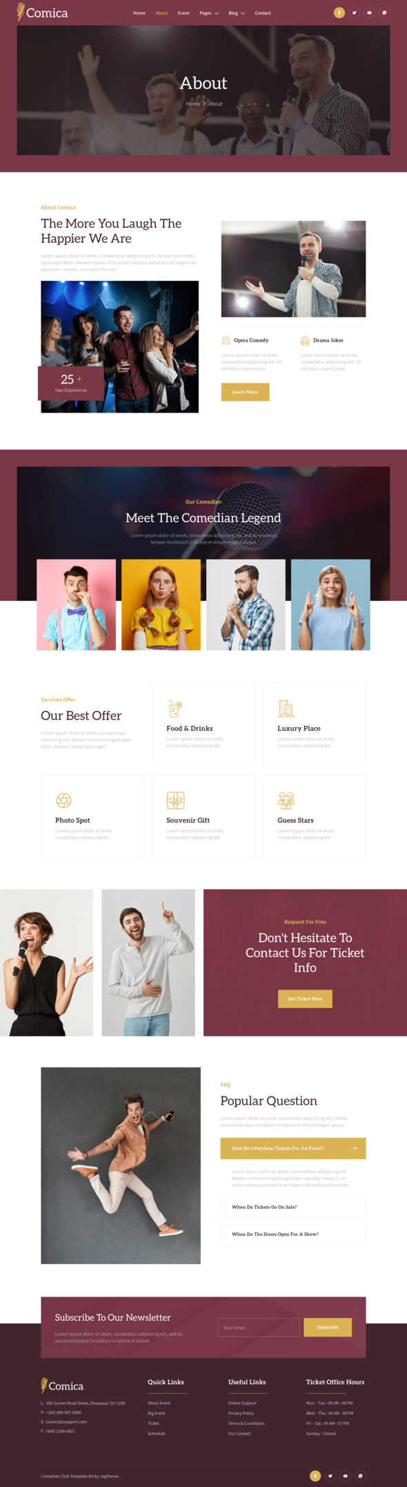 Comica – Stand-Up Comic & Comedy Club Elementor Template Kit