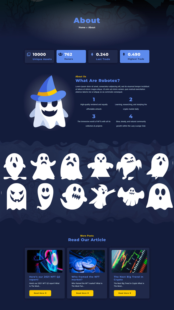 Groovy Ghost - NFT Portfolio Elementor Template Kit