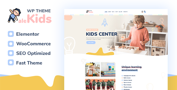 Product preview supplied for AleKids | Kindergarten & Preschool WordPress Theme