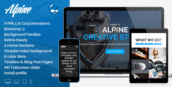 Alpine - Responsive One Page Parallax Drupal Theme
