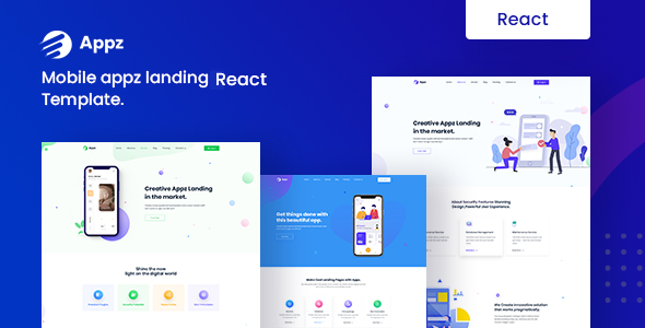 Appz – Mobile App landing React, NextJS Template product preview
