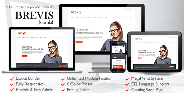 Brevis MultiPurpose Corporate Joomla Template product preview