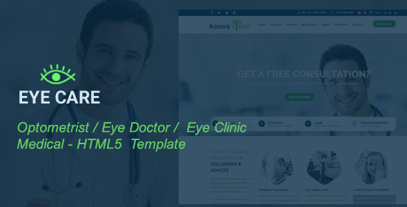 EyeCare - Optometrist, Eye Doctor, Laser Vision, Ophthalmologist,  Medical HTML5 Template listing image