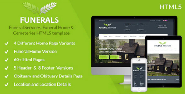 Funeral Services & Cemeteries HTML5 product preview