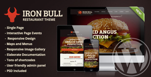 Iron Bull Restaurant Concrete5 Theme listing image