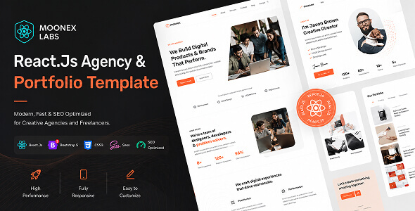 Moonex - Creative Agency & Portfolio React Js Template