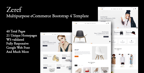 Product preview supplied for Zeref - Multipurpose eCommerce Bootstrap4 Template