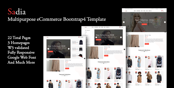 Sadia - Multipurpose eCommerce Bootstrap4 Template listing image