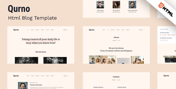 Product preview supplied for Qurno - Minimal Blog Template