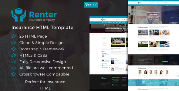 Preview image for Renter - Insurance HTML5 Template