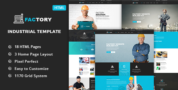 Product preview supplied for Factory - Industrial Business HTML5 Template