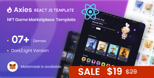 Product preview supplied for Axies - NFT Marketplace React Js Template