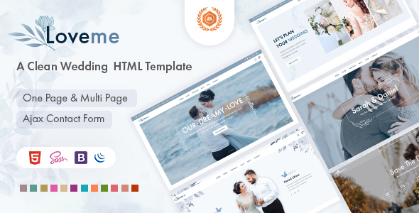Product preview supplied for Loveme - Wedding & Wedding Planner HTML5 Template