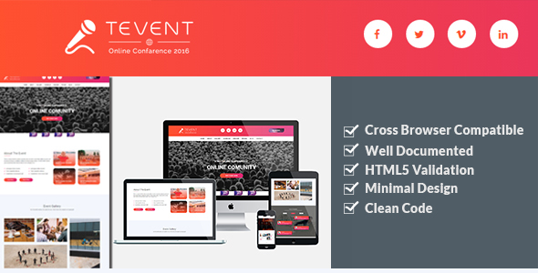 Tevent - Event Conference & Meetup HTML Template product preview