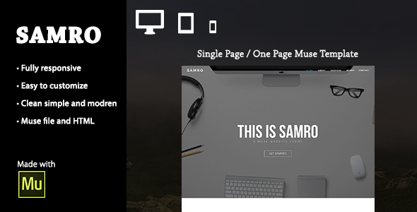 Samro - Responsive Single Page / One Page Muse Template product preview