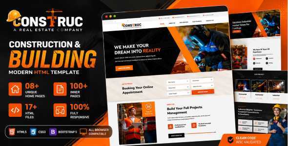 Construc | Ultimate Construction Company website template product preview