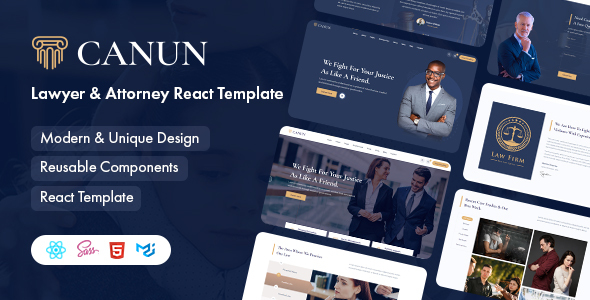Canun – Lawyer and Attorney React Template product preview