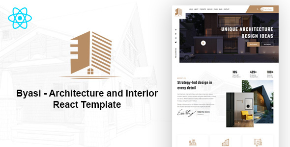 Product preview supplied for Byasi - Architecture and Interior React Template
