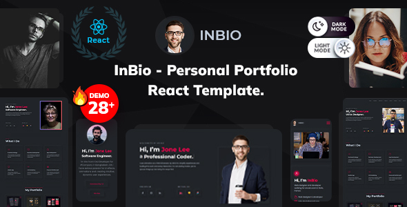 Product preview supplied for InBio - Personal Portfolio Gatsby.js Template