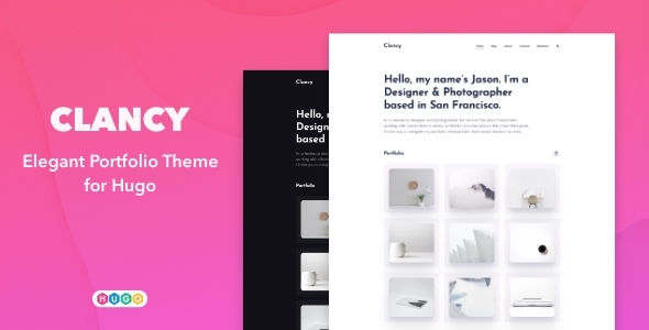 Product preview supplied for Clancy – Elegant Portfolio Theme for HUGO