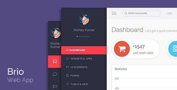 Product preview supplied for Brio Web App - Bootstrap Admin Template Dashboard