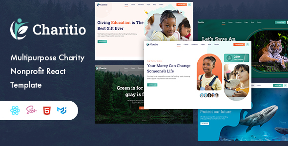 Product preview supplied for Charitio - Multipurpose Charity Nonprofit React Template