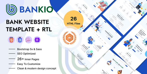 Product preview supplied for Bankio -Bank Website HTML Template