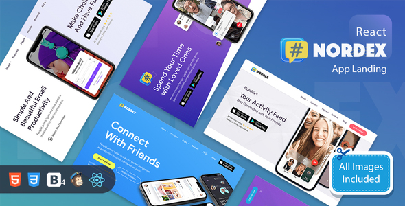 NordEx - Premium App Landing Pages Pack, React JS Template listing image