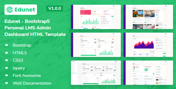 Product preview supplied for Edunet - Personal LMS HTML Dashboard
