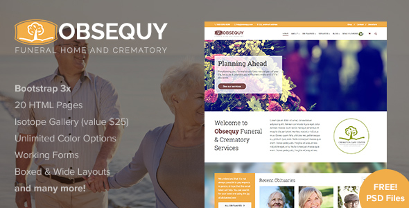 Preview image for Obsequy - Funeral Home Responsive HTML5 Template