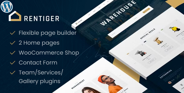 Rentiger - Warehouse equipment WordPress Theme product preview