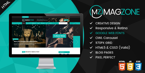 Product preview supplied for Magzone - Magazine, News and Business Blog HTML5
