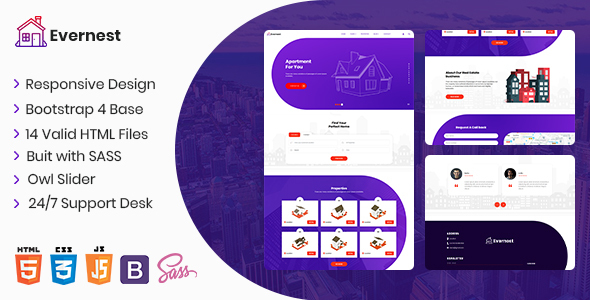 Evernest  - Real Estate, Apartment / Property HTML product preview