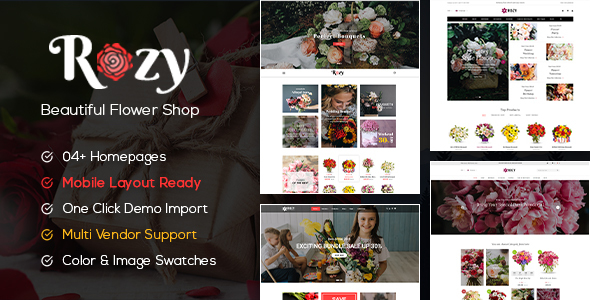 Preview image for Rozy - Flower Shop WooCommerce WordPress Theme (4+ Indexes + Mobile Layouts Ready)