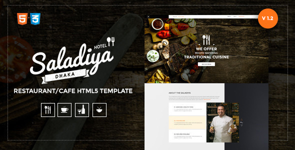 Saladiya Responsive Restaurant/Cafe Html5 Template listing image