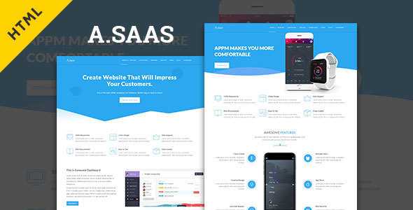 Asaas- Saas & App Landing Html5 Template listing image