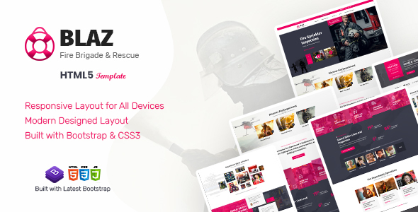 Blaz - Fire Brigade & Rescue HTML Template product preview