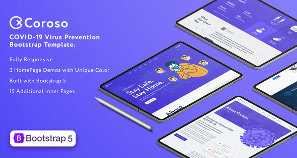 Coroso - Medical Health & Covid 19 Bootstrap5 Template listing image