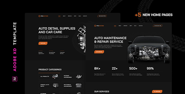 Product preview supplied for ProMotors – Car Service and Detailing Template for XD