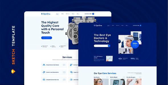 OptiOne – Eye Care Center Template for Sketch