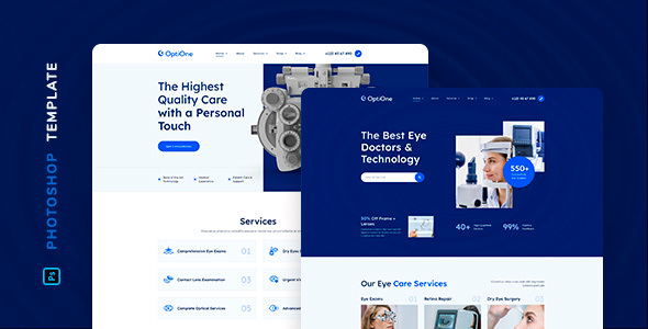 OptiOne – Eye Care Center Template for Photoshop product preview