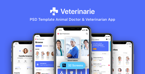 Veterinarie - PSD Template Animal Doctor & Veterinarian App