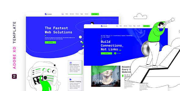 Product preview supplied for Sitech – SaaS Company Template for XD
